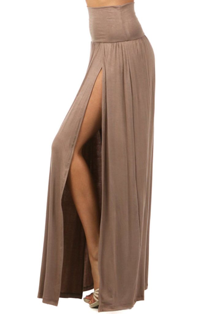 double high slit maxi skirt
