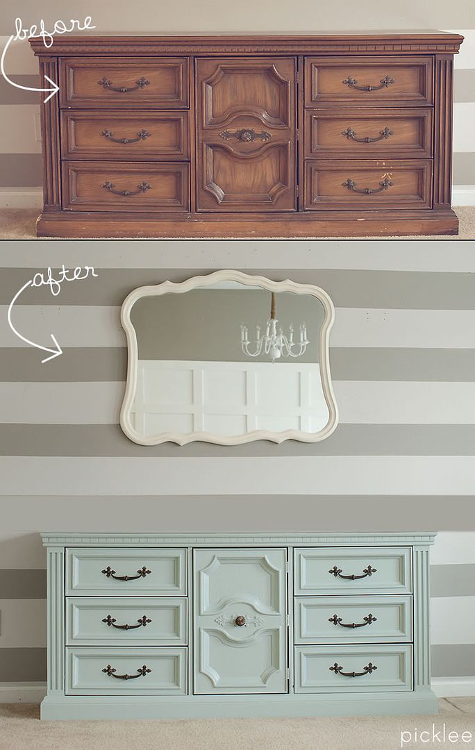 Painted Green Dresser Before and After