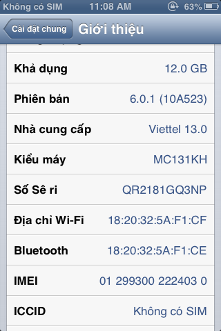 Bán 1 em iphone 3GS 16gb DATE 2012 (cực hiếm), đẹp 99%, vừa hết bh ngày 10/9/2013