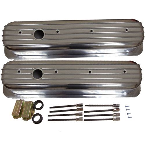 SBC Chevy 350 Finned Center Bolt Vortec Aluminum Valve Covers & Air Cleaner Kit eBay