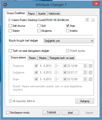 Attribute Changer (Dosya Özniteliklerini Değiştir) Attribute Changer (Dosya Özniteliklerini Değiştir)