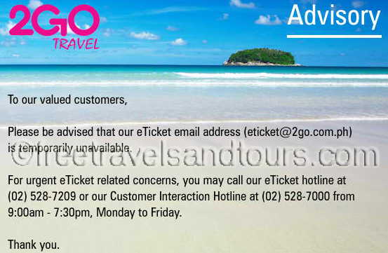 2Go Travel eTicket Unavailable